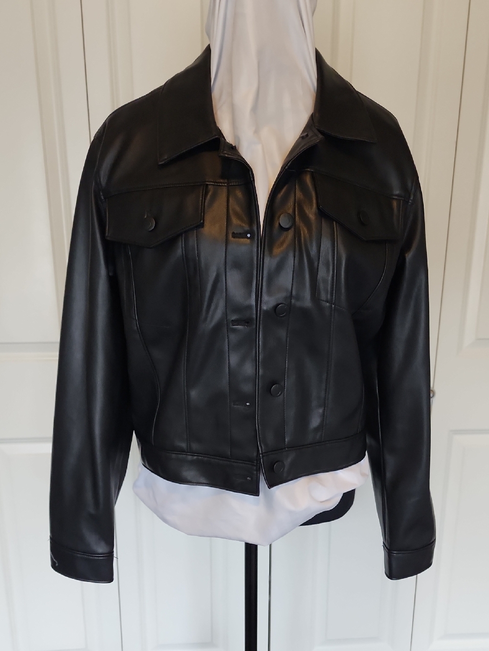 Joe's Jeans Black Faux Leather Trucker Jacket